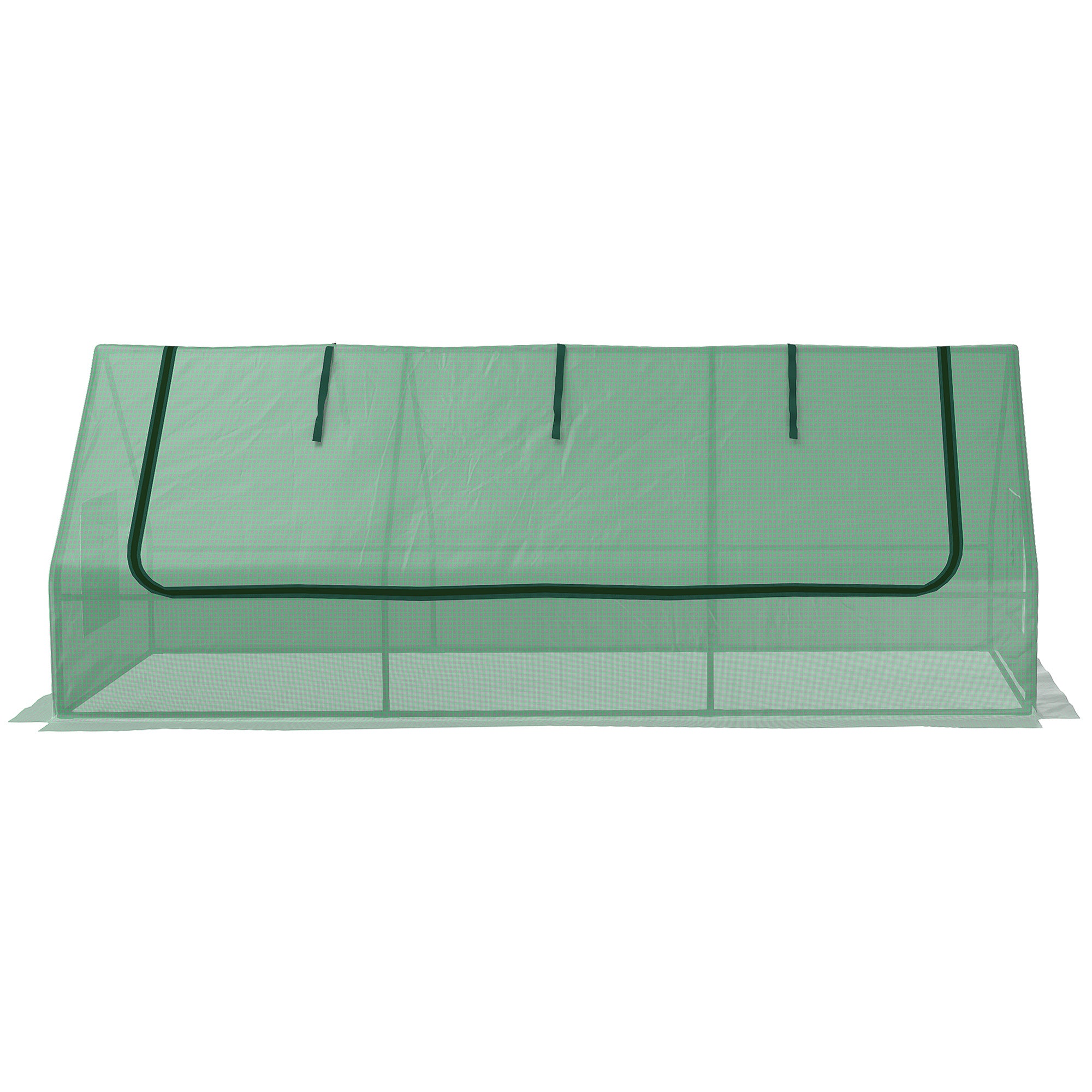 Small Greenhouse with 2 Side Windows and Central Window, in Steel, PE and PP, 240x90x90 cm, Green