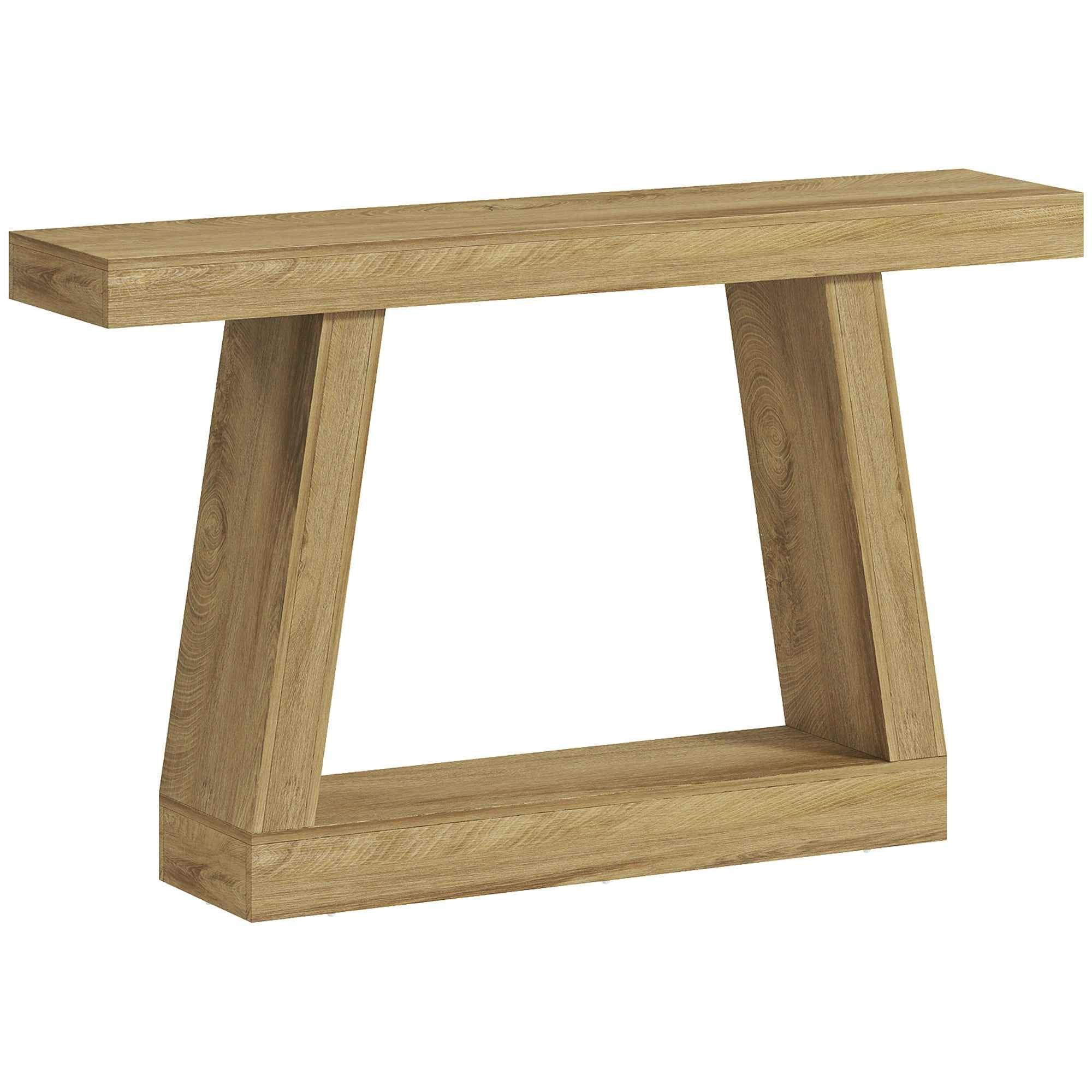 HOMCOM 140cm Console Table, Sofa Back with Storage, Oak.