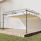 Outsunny Gazebo Pergola 3x4 m with Retractable Sliding Roof and Drainage Holes, Cream White