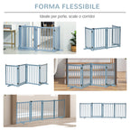 Folding Dog Gate for Small/Medium Dogs with 4 Wooden Panels and Door, 237.5 x 36 x 80 cm, Grey