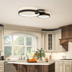 Modern 3-Ring LED Ceiling Light with Adjustable Brightness, 40W Power, Black