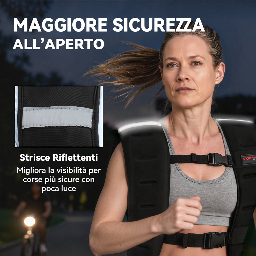 SPORTNOW Weighted Vest 10 kg with Adjustable Straps and Reflective Strips, in Neoprene and Sand, 43x33 cm, Black