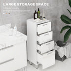 kleankin Bathroom Cabinet in Chipboard with 4 Drawers and Raised Base, 30x30x93 cm, White - Borgè