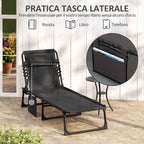 Outsunny Folding Garden Lounger with 5-Position Reclining Backrest and Cushion, 185x58x30cm, Black
