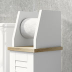kleankin Bathroom Cabinet Space-Saving Toilet Paper Holder with Cabinet and Adjustable Shelf, 18x20x80 cm, White