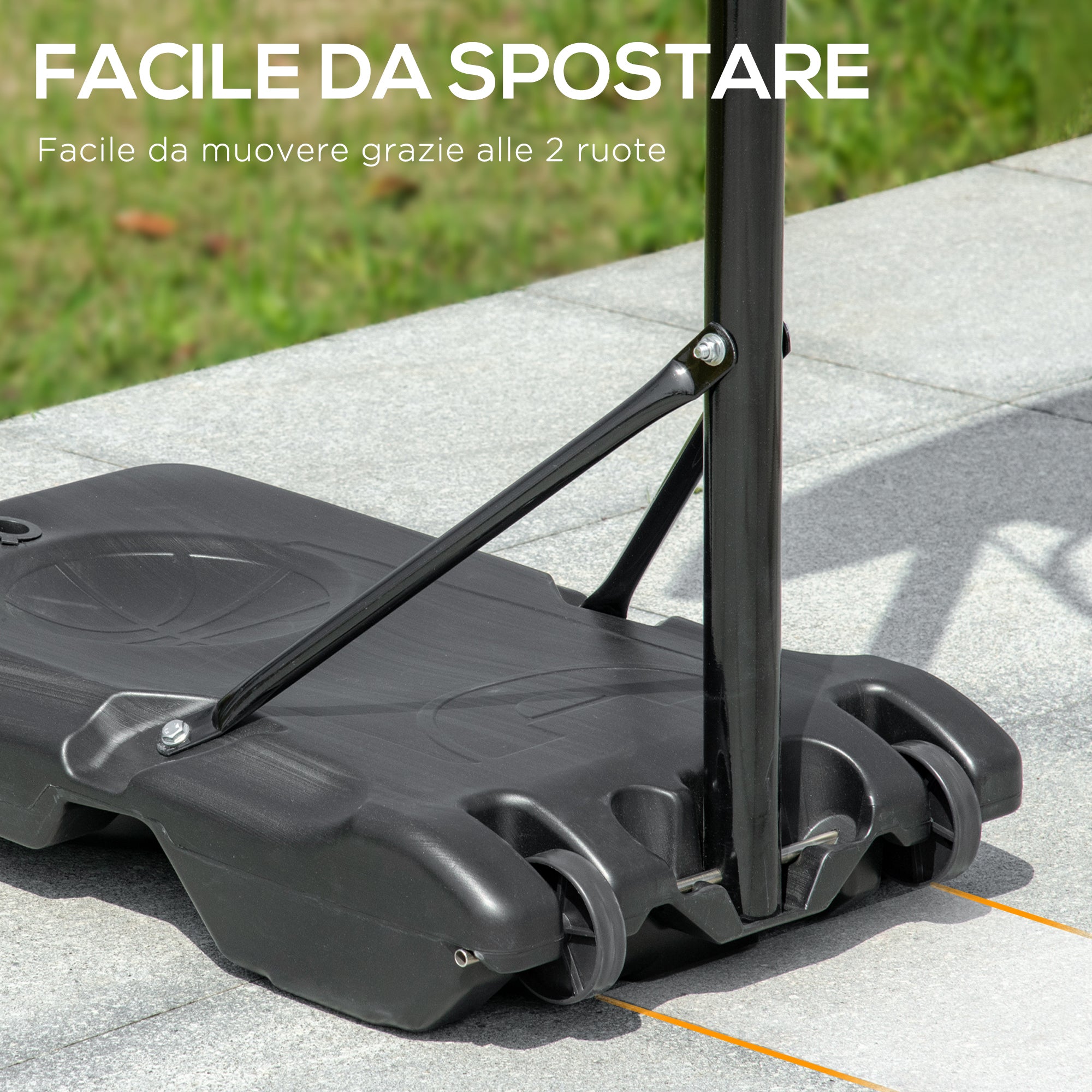 Height-Adjustable Basketball Hoop (197.5-245cm), Wheeled Base and Backboard, Blue