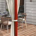 Outsunny Pergola with lateral curtains and retractable roof in PC, aluminum and metal, 345x300x215-255 cm, cream - Borgè