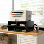 Office Printer Stand with 3 Open Shelves, 2 Levels, 47 x 40 x 22.5 cm, Black