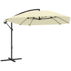 Cantilever Umbrella with Adjustable Cover and Cross Base, in Metal and Polyester, 260x304x245 cm, Cream