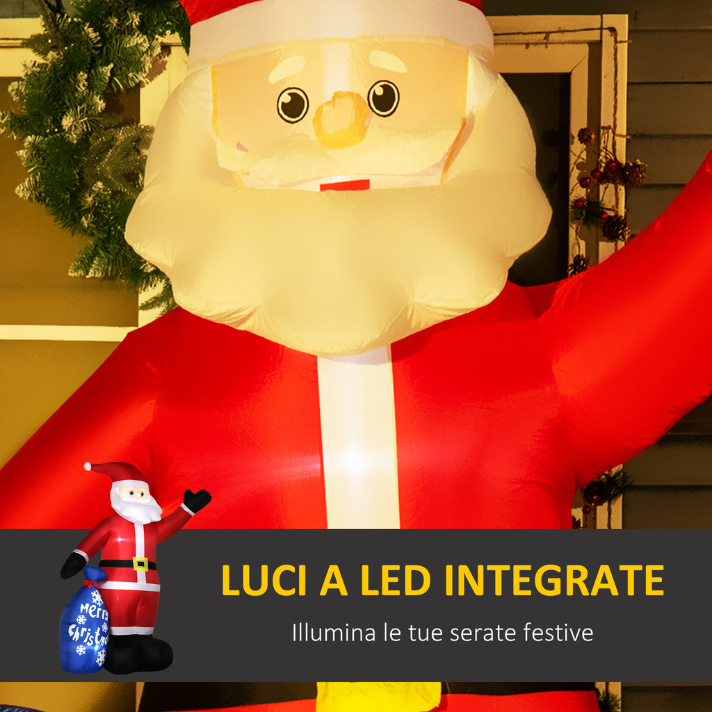 Inflatable Santa Claus with White LED Lights and Inflator Included, 146x77x238 cm