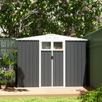 Garden Tool Shed in Galvanized Steel with 2 Doors, 246x117x180 cm, Dark Grey