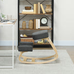 Ergonomic Kneeling Chair in Birch Wood and Cushion, 51x69x58 cm, Grey