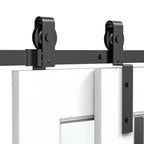 Homcom Sliding Stainless Sliding Door Kit with track, rollers, stops, guides, bolts and screws, 200x0.6x4 cm, black - Borgè