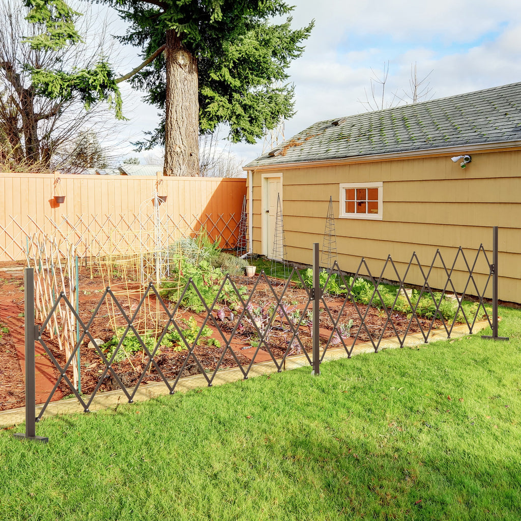 Outsunny extensible fence self-supporting steel and aluminum, width 52-405 cm, dark brown - Borgè