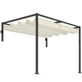 Outsunny Pergola Gazebo 3x2 m with Retractable Canopy and Drainage Holes in Steel and Polyester, Cream