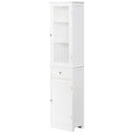 Kleankin Mobile Column Bathroom Space With Cardboard, Drawer and MDF shelves, 40x27x171.5cm, White - Borgè