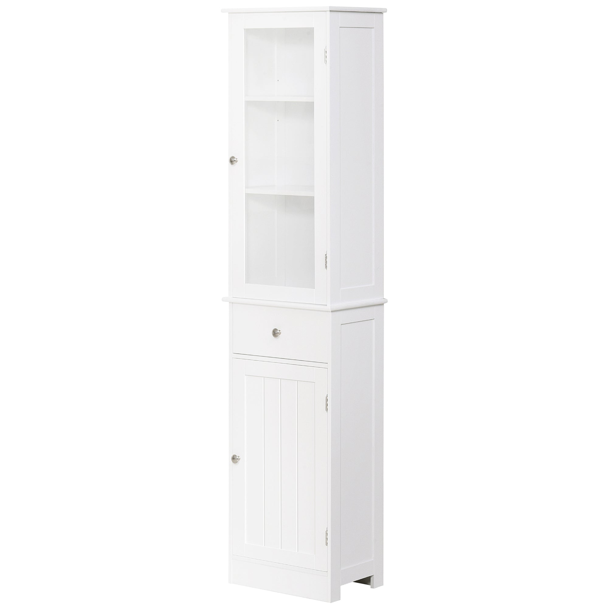 Kleankin Mobile Column Bathroom Space With Cardboard, Drawer and MDF shelves, 40x27x171.5cm, White - Borgè