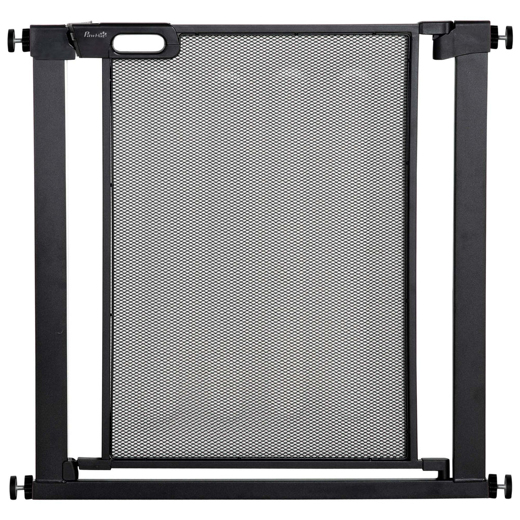 Push-Dog Gate with Automatic Closure, Steel and ABS, 75-82x76 cm, Black