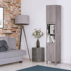 Kleankin Bathroom column in MDF with 2 lockers and 2 open shelves, 30x32x172.5 cm, wooden color - Borgè