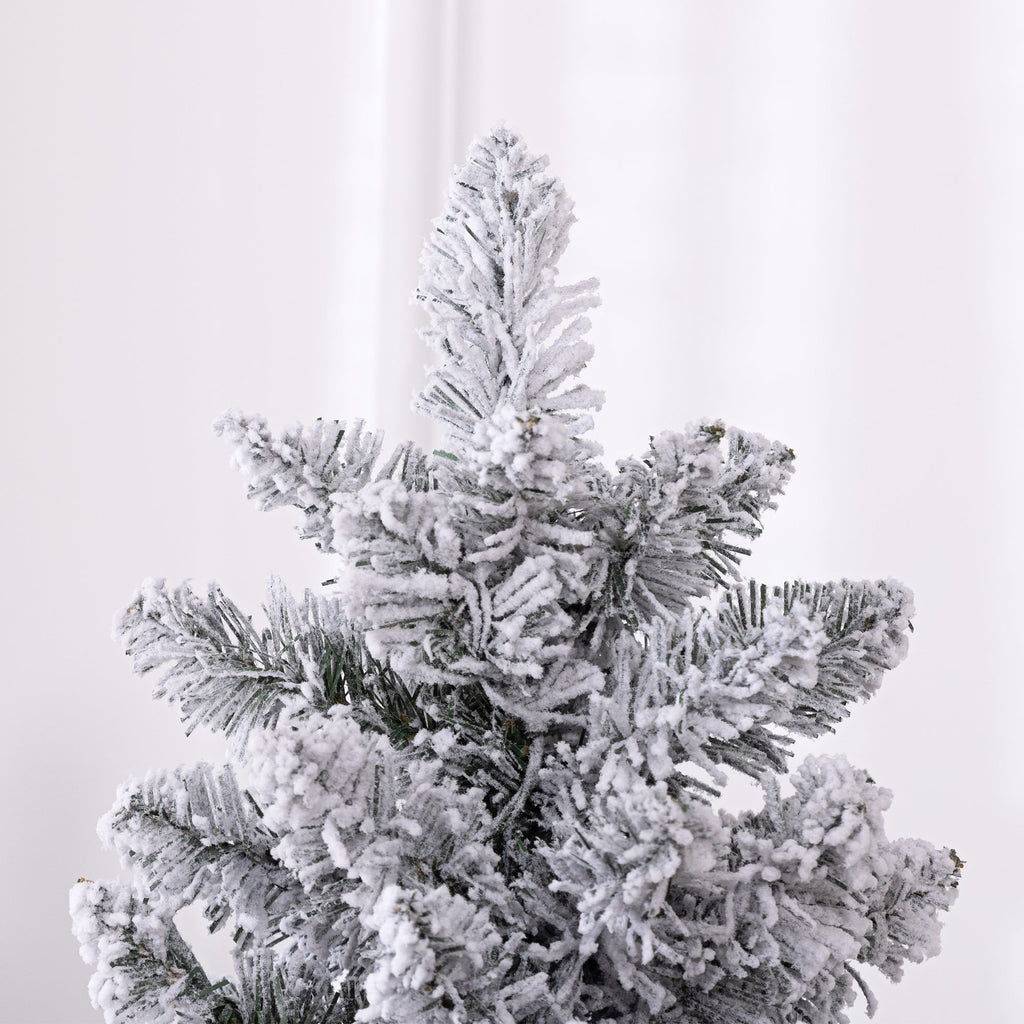 Snowy Christmas Tree with 329 Branches and White LED Lights, in Plastic and Metal, Ø52x180 cm, Green
