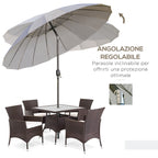Garden and Terrace Umbrella 2.5x2.5 m with Crank and 18 Ribs and Tiltable, Grey