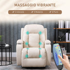 8-Point Reclining Massage Chair with Cup Holder and Remote Control, 85x94x104 cm, Beige