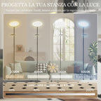Floor Lamp with 2 Light Points Adjustable to 4 Levels, Temperature 2700K-6500K and Remote Control, Black