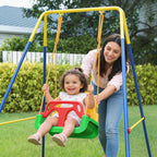 Adjustable Children's Garden Swing with Backrest and Barrier, Made of Steel and PP, 128x155x157 cm, Green