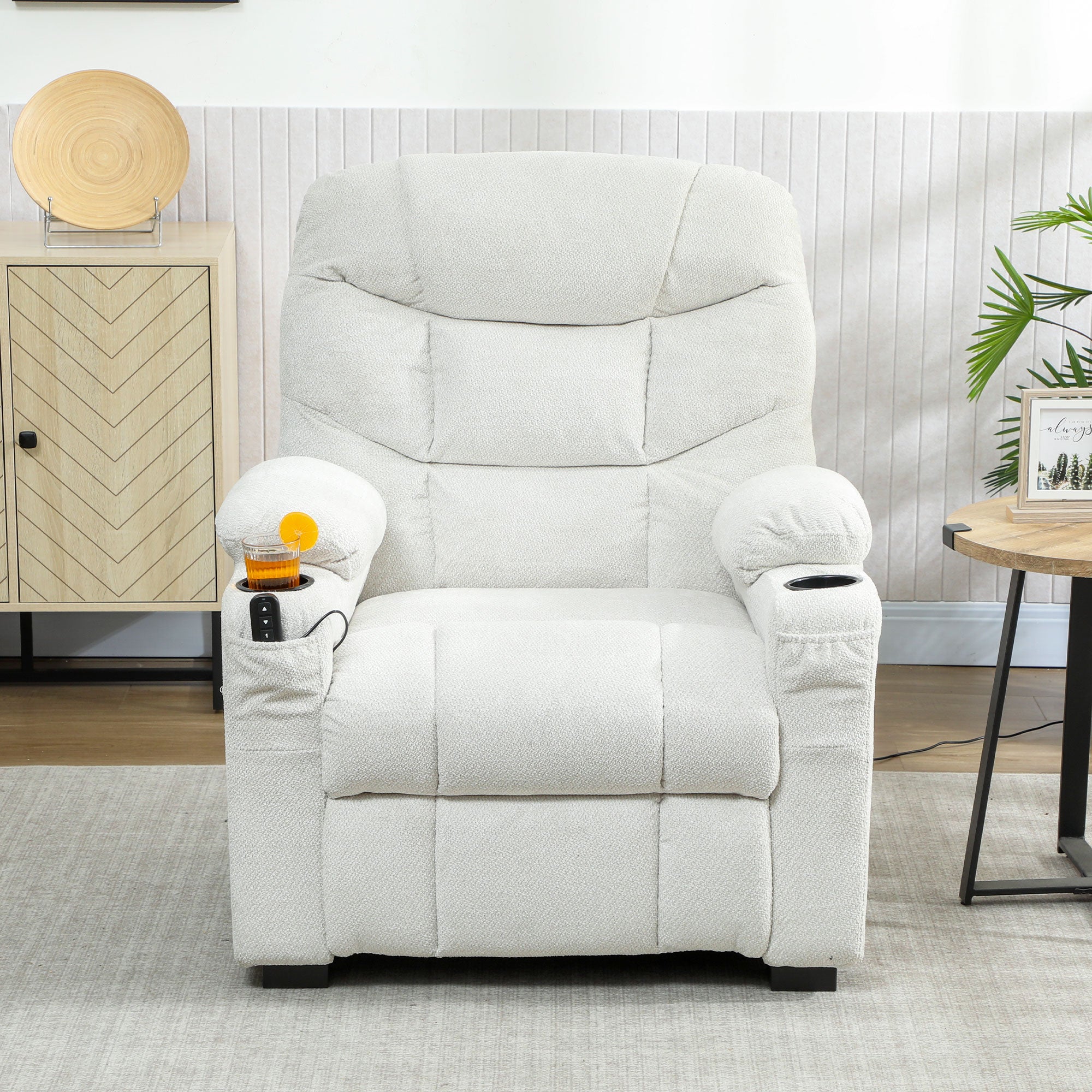 HOMCOM 150° Electric Reclining Relax Chair with Footrest, Memory Function, Remote Control, Velvet, Cream
