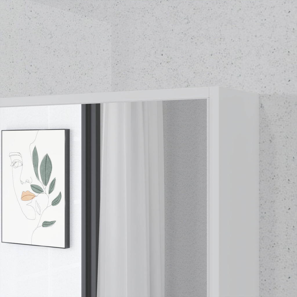 Bathroom Cabinet with Mirror, Shelves and Adjustable Shelf, Wall Mounted, 60x15x76cm, White