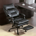 Height-Adjustable Desk Chair with 135° Reclining Angle, Black PU Leather, 65x76x113-121 cm