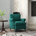 Furnishing armchair in breathable linen-effect fabric with rolled armrests, 63x71x83 cm, green - Borgè