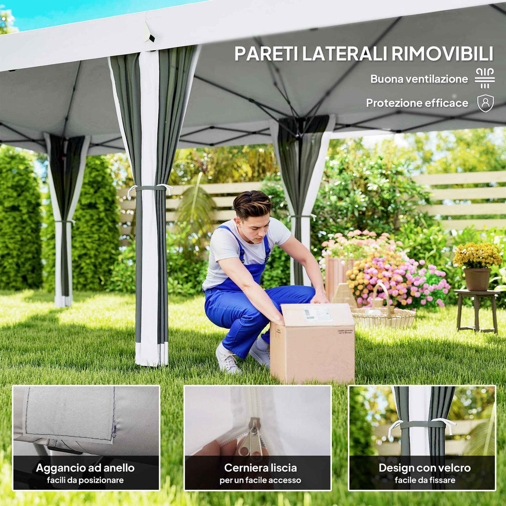 Outsunny 6x3m Folding Garden Gazebo with Mosquito Net and Carry Bag, Cream