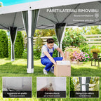 Outsunny 6x3m Folding Garden Gazebo with Mosquito Net and Carry Bag, Cream