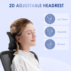 Ergonomic office chair with adjustable height, lumbar support and headrest, 66x61x106-116cm black - Borgè