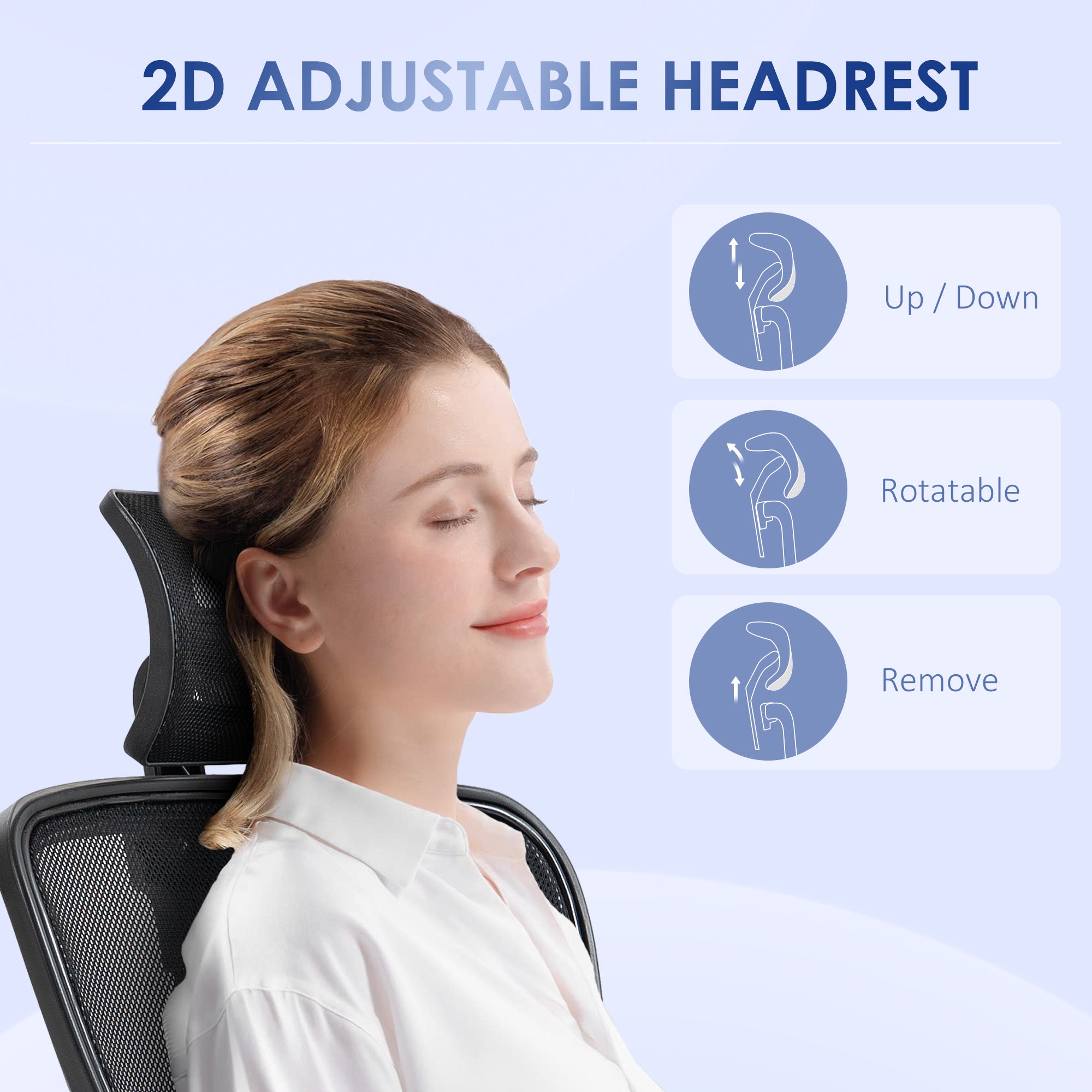 Ergonomic office chair with adjustable height, lumbar support and headrest, 66x61x106-116cm black - Borgè
