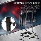 Power Tower with Bench and 20kg Punching Bag, Black Steel Multi-Purpose Station for Total Body Training