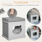 Wooden Cat House with 2 Pillows and Removable Scratching Posts, Grey, 41x30x36cm - Borge' Group Limited