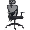 Ergonomic office chair with adjustable height, lumbar support and headrest, 66x61x106-116cm black - Borgè