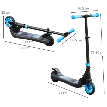 HOMCOM Folding Electric Scooter for Children 6+ Years with Adjustable Height, 71x36.5x75-80 cm, Black and Light Blue