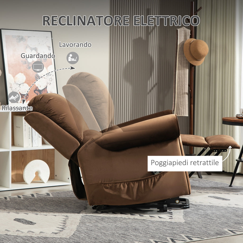 135° Reclining Lift Massage Chair with Remote Control, 88x92x106 cm, Dark Brown