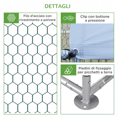 Garden Chicken Coop for 12-14 Chickens in Galvanized Steel and PE with Roof and Lock, 660x190x195 cm