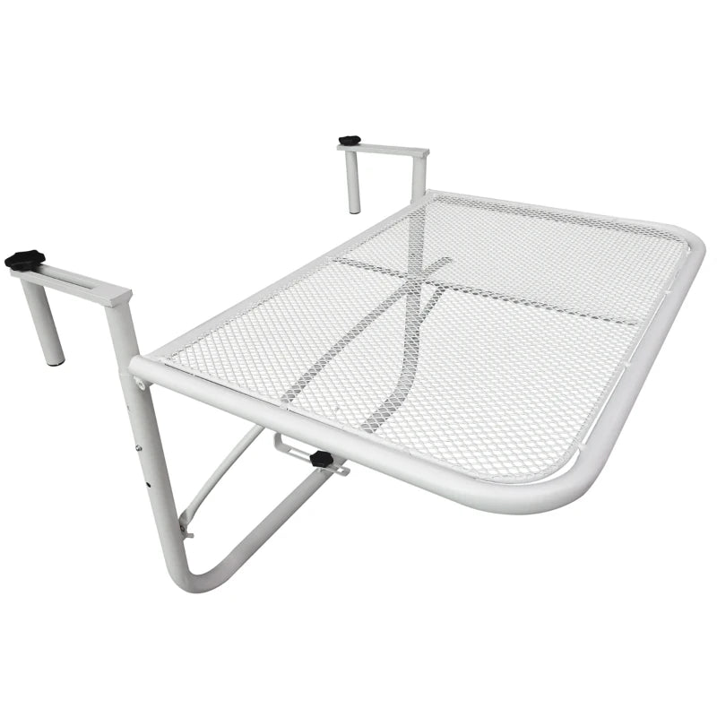3-Tier Adjustable Height Railing Table with Hooks, Metal, 60x56.5x45 cm, White - Borge' Group Limited