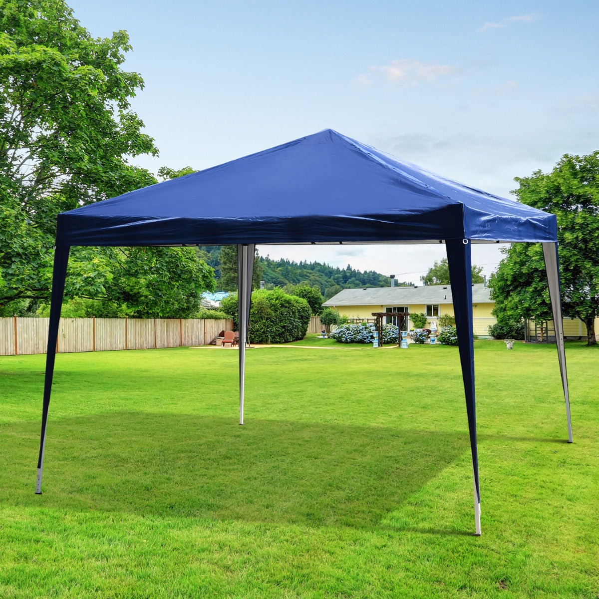 Garden Pop Up Gazebo Height Adjustable Marquee Party Tent Wedding Canopy with Carrying Bag, Blue 3x3m - Borgè