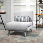 HOMCOM Armchair Bed in Iron and Cotton with Striped Cushion 75 x 70 x 75cm Gray - Borgè