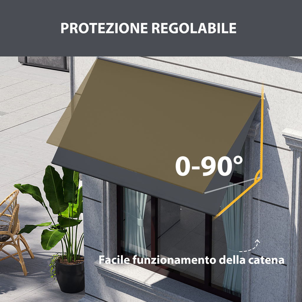 Outsunny Awning with Arms with Manual Opening, Inclination and UV30+ Protection, 150x120 cm, Gray - Borgè