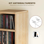 HOMCOM Set of 2 CD Racks with Adjustable Shelves for 204 CDs, Wooden, 21x22.5x88.5 cm, Oak
