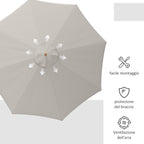 Garden Umbrella with Double Canopy, in Bamboo and Polyester, Ø325x250 cm, Gray