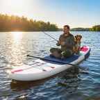 Outsunny Inflatable SUP with Seat, Paddle and Accessories, in Plastic and EVA, 305x89x15 cm, Blue Red Pink