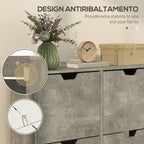 Mobile Shoe Rack with 4 Folding Drawers at 2 Levels for 16 Pairs, in Wood, 95x26x95 cm, Gray